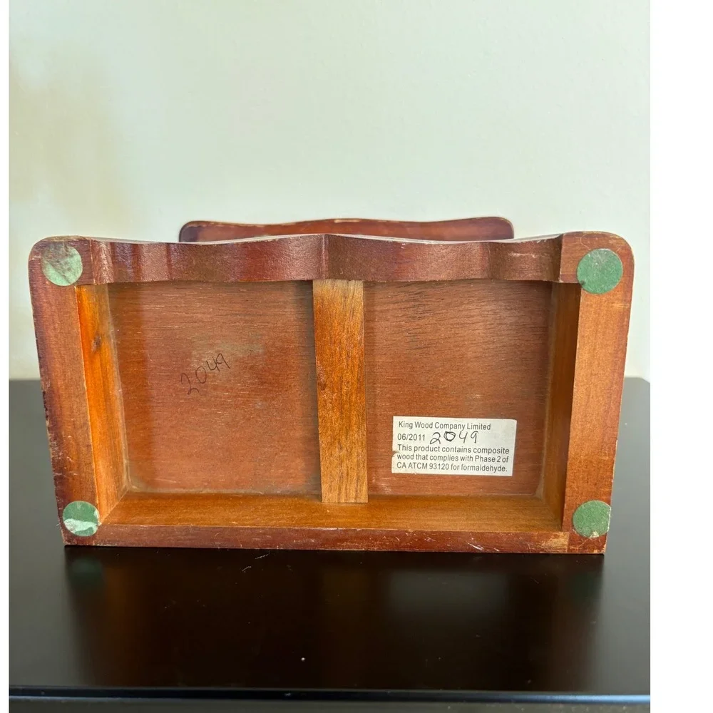 Vintage King Wood Co Wooden Jewelry Box 3 Drawers Mirrored Door Numbered‎